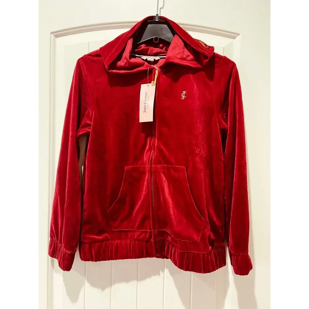 NWT❤️JUICY COUTURE Girl's Foil Print Velour Zip Up Hoodie and legging sets szXL